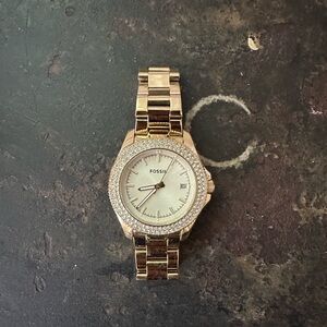 Fossil Women’s Gold Band Multi Function Rhinestone Watch